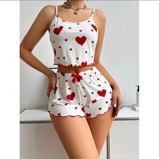 Women's Pajamas Sleepwear 2 PCS Short Tank Tops And Short Casual Love Printing