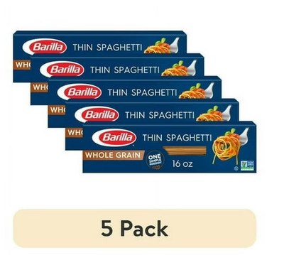 (5 pack) Barilla Classic Whole Grain Pasta, Thin Spaghetti Noodles, 16 oz