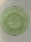 Georgian Lovebirds Green Depression Glass Federal Luncheon Plate 8.5 Inches