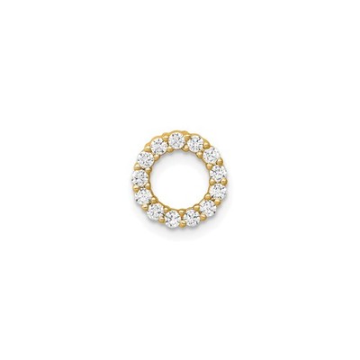 14k Gelbgold Kreis Anhänger Ewigkeit Halskette Krappenfassung weiße Steine Damen