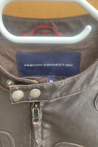 Men French Collection Jacket Brown Faux Leather M