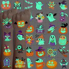 216 PCS Halloween Tattoos for Kids, Halloween Party Favors Bulk Glow in the Dark