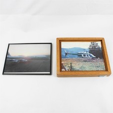 Lot of 2 Evergreen Framed Aviation Prints Helicopter & Airplane 10x12