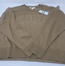 Michael Kors Women  s Pullover Sweater Brown With Gold Detail Size L