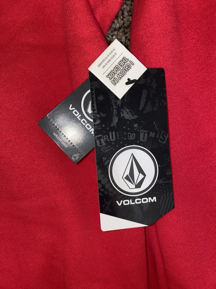 Volcom Men’s Large Red Christmas Themed Crew Neck Sweater NOS 2019 Glows In Dark - Image 3 of 4