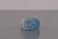 AU Sterling Silver White to Blue Cubic Zirconia Cluster Dome Band Ring 925 Sz: 8