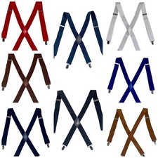 Heavy Duty X - Back Braces Adjustable Elastic Suspenders With Metal Clips