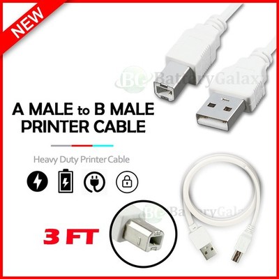 USB PRINTER CABLE 3FT 2.0 CORD TYPE A MALE to B MALE 3' A-B for EPSON HP DELL