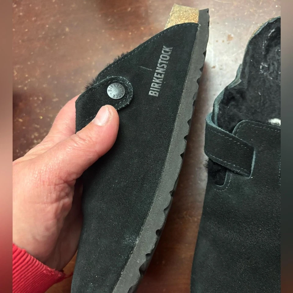 Birkenstocks Mujer’s Talla 38 Gamuza Boston Suave Plantilla Zuecos Slip In Lujo Cálido Foto 2 de 4