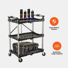 New Portable Folding Workshop Garage Tool Storage Trolley Cart 3 Tier/Shelf UK