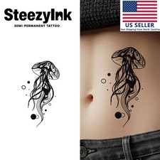 SteezyInk temporary tattoo Ethereal Jellyfish last upto 2 weeks 3 x 6 inch