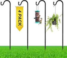 4 Pcs 45 Inch Shepherds Hook for Outdoor Adjustable Bird 45 Inch, Black 