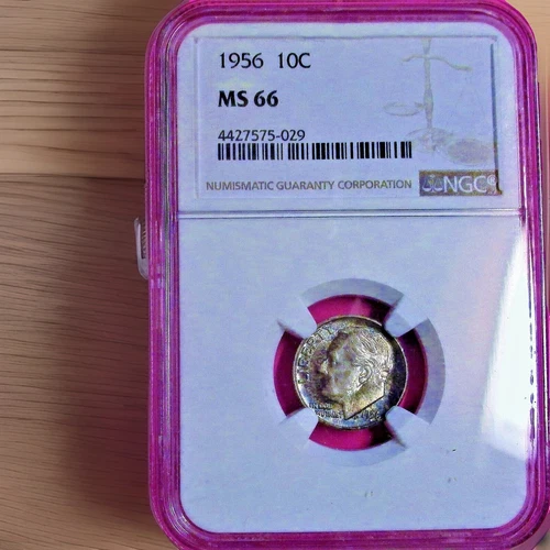 1956 NGC MS 66 *ROOSEVELT SILVER DIME! *BEAUTIFUL BLUE TONE!