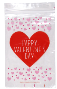 Valentine's Day 30 Treat Bag Zip Seal Treat Goody Plastic Bags~Happy