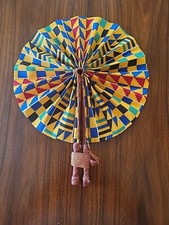 African Leather Folding Fan