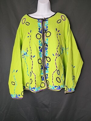 Liz & Me 3X Tunic/Dressy Lined Top Blouse Embroidered Toggle Button NWT Priority