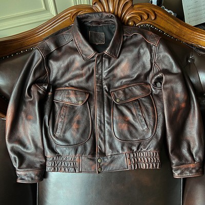 90s Short Real Cow Leather Jacket