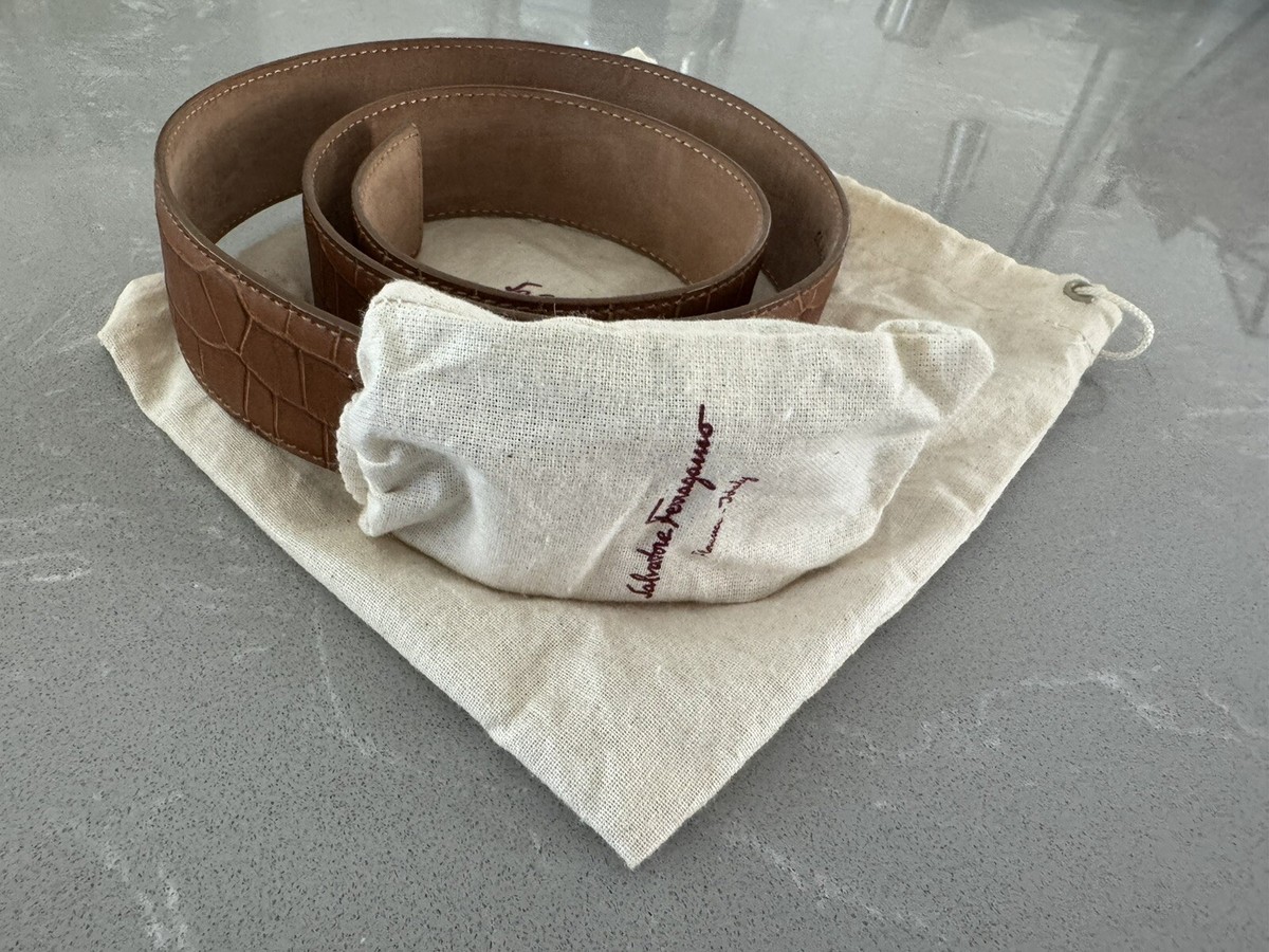 Salvatore Ferragamo RARE Gold Bow Belt Embossed Leather 80 5% OFF] Hong Kong Brand New Salvatore Ferragamo Black  main image 2