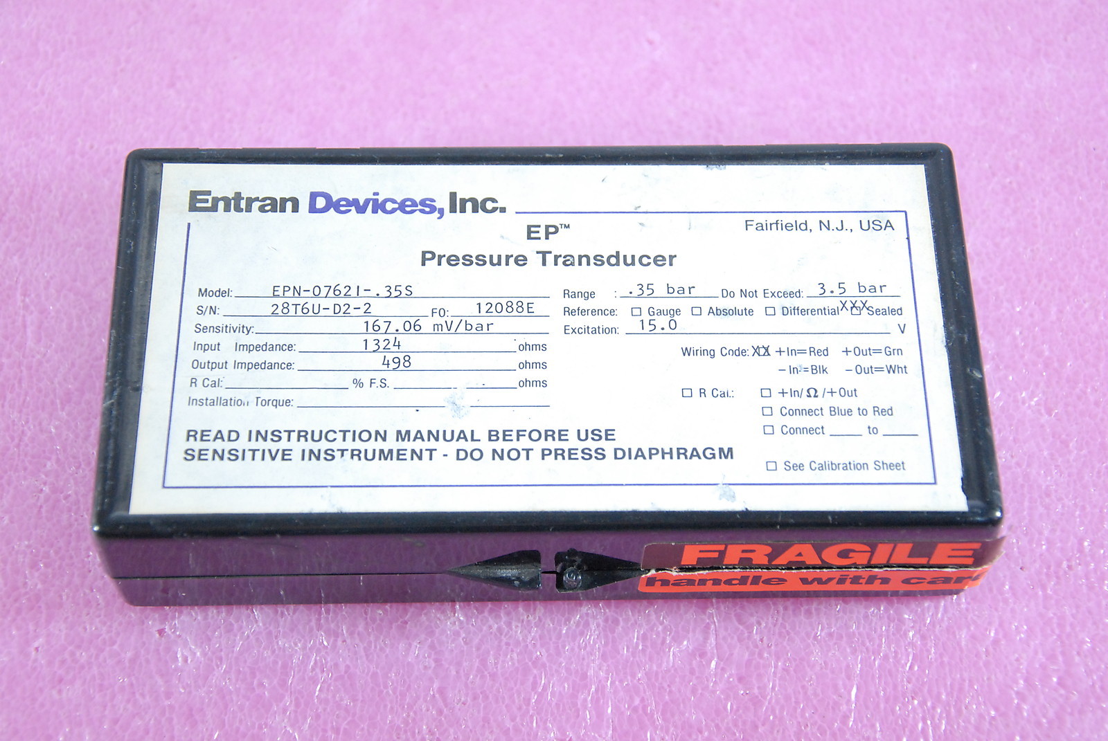 Entran Devices EP Miniature Pressure Transducer EPN07621.35S New old stock eBay