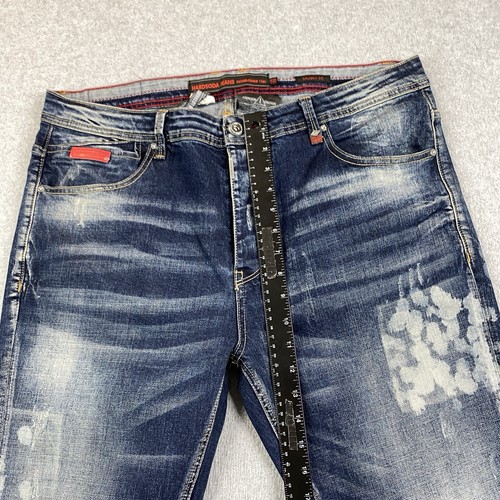 Jeans HardSoda Uomo 38x32 Skinny Fit Elasticizzato Denim Bottoni Fly Streetwear Preppy - Foto 7 di 22