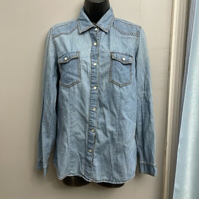 Inso convertible button up blue denim size M