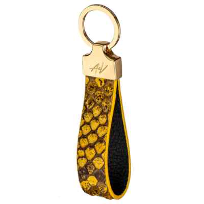 Handmade Python Leather Keychain ''Stone'' Detachable Key Chain in Gift Box
