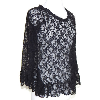 JAYRO white Japan Gothic Lolita Victorian Lace Bell Sleeve Blouse Top sz 2 /4480