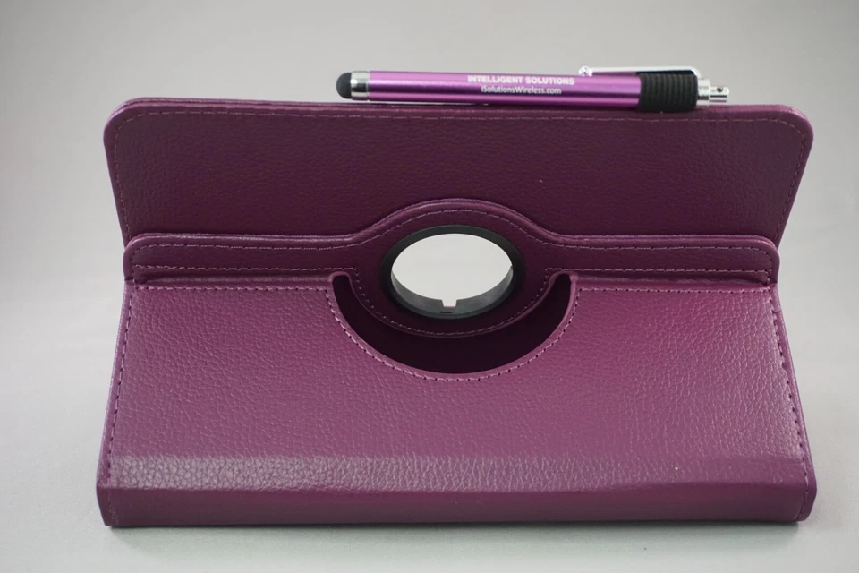 8" PURPLE ACP Tablet Case Cover Folio - with Stylus and (2) Hardened Glass - Image 3 of 4