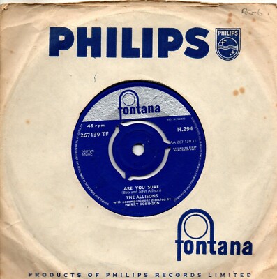 Allisons (The):Are you sure/There's one thing more:UK Fontana:1961