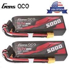 2X Gens Ace G-Tech 11.1V 60C 3S 5000mAh Lipo Battery XT60 For 1/10 ARRMA RC Car
