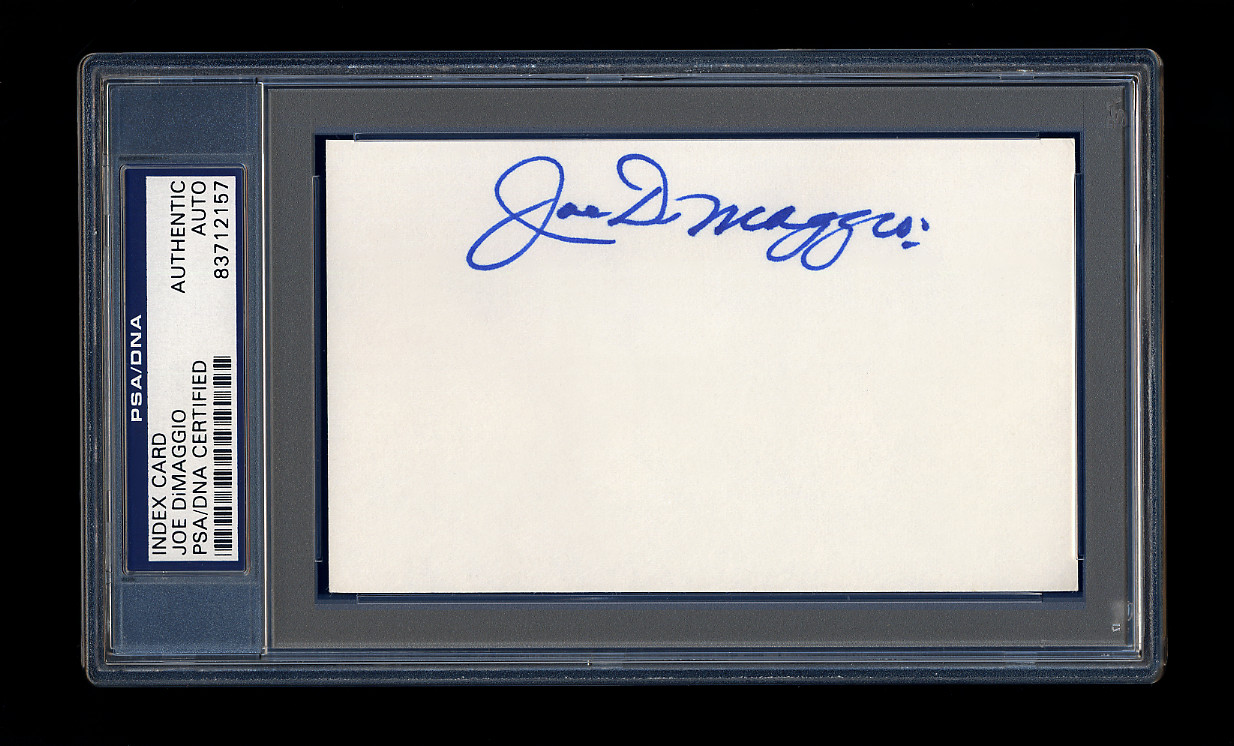 JOE DIMAGGIO SIGNED INDEX CARD PSA/DNA SLABBED AUTOGRAPH HOF NEW YORK YANKEES WS