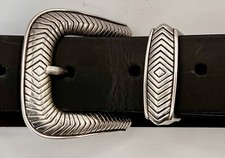 Western Leather Belt Ranger Fluted Buckle Custom Saddle Belt
