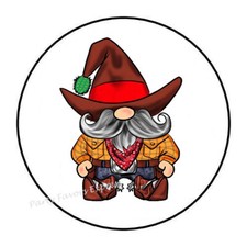 30 COWBOY GNOME ENVELOPE SEALS LABELS PARTY FAVORS STICKERS 1.5" ROUND