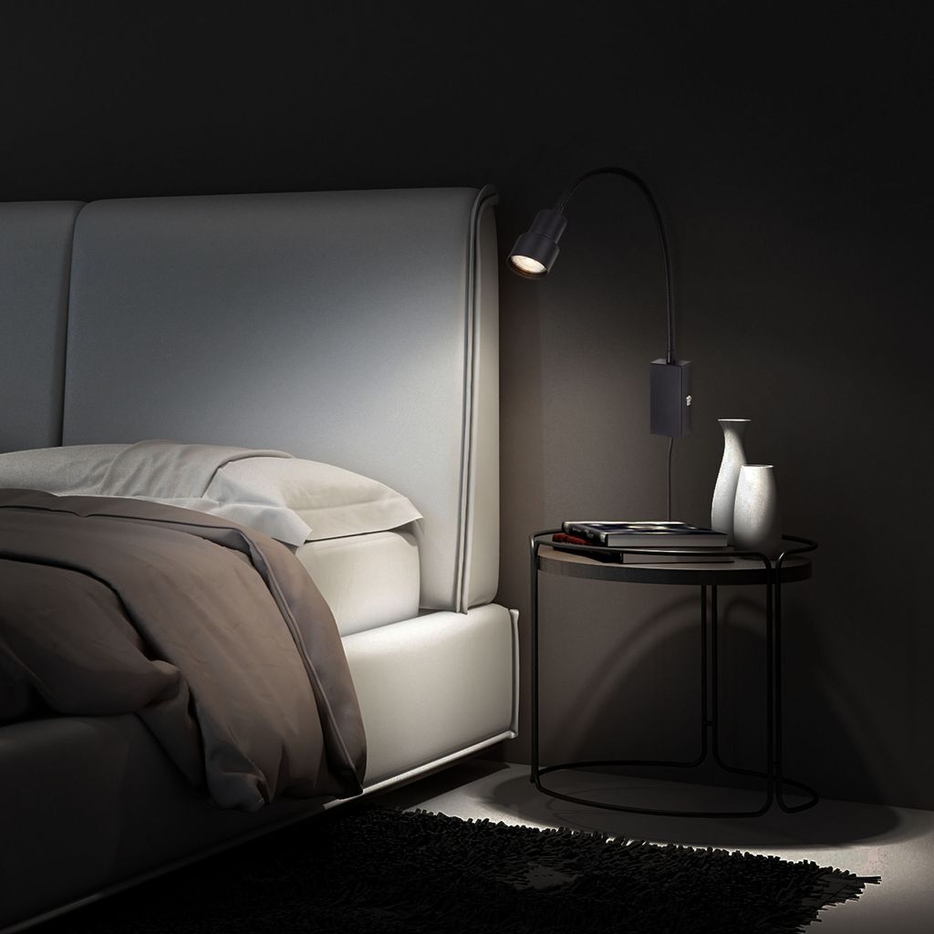 Lampada da letto LED lampada da letto touch flessibile GU10 5 W nero metallo Briloner foto 5