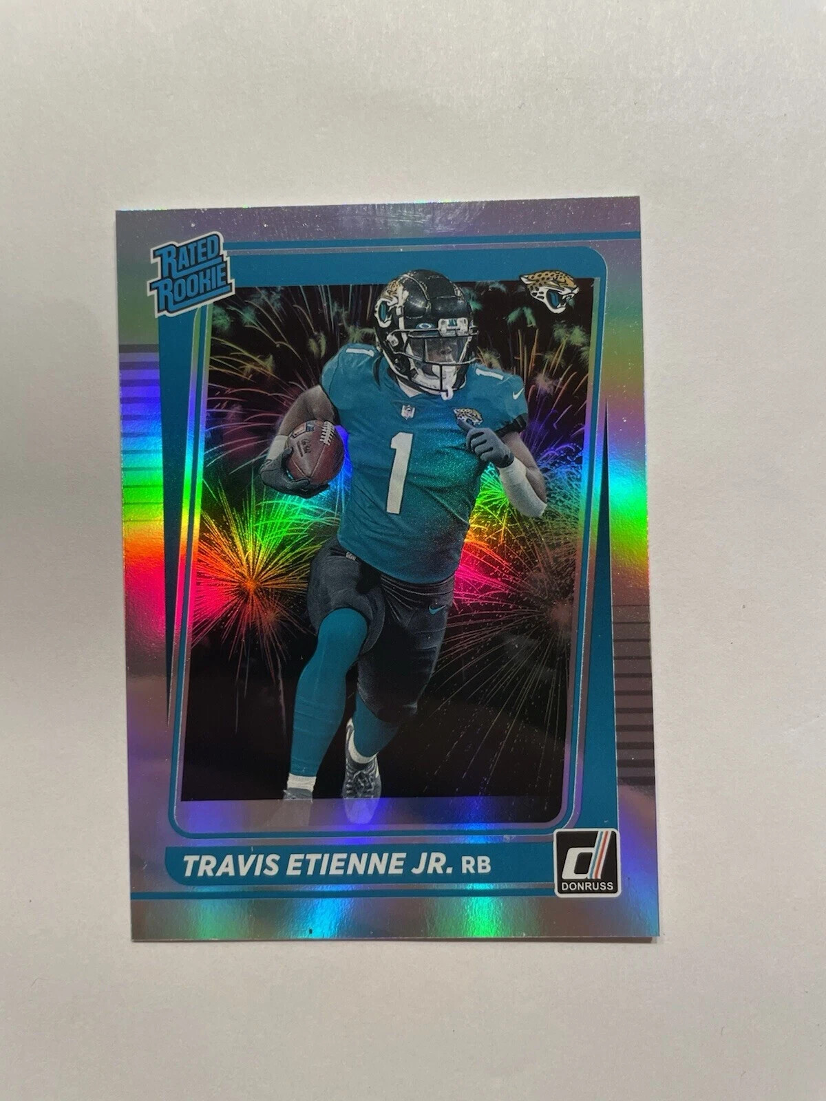 2021 Panini Donruss Travis Etienne Premium Fireworks Rated Rookie RC SSP #258