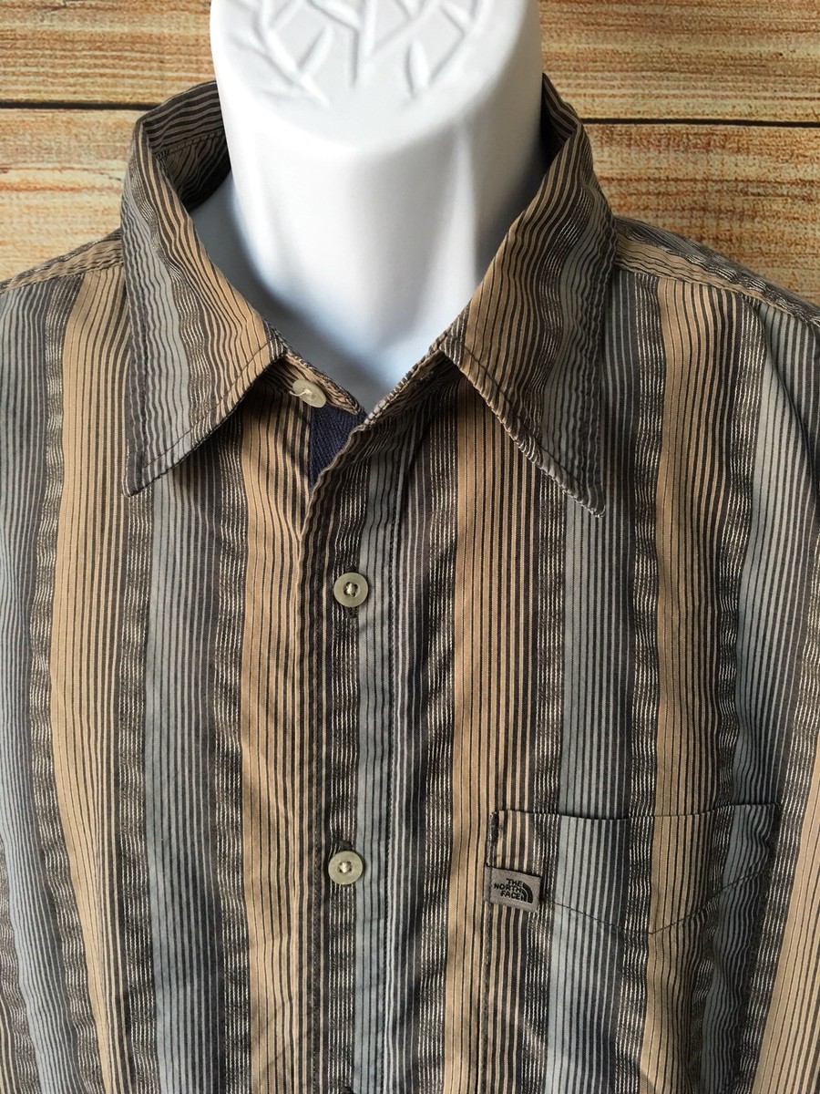 The North Face Men's Blue/Beige Striped Long Sleeve Outdoors