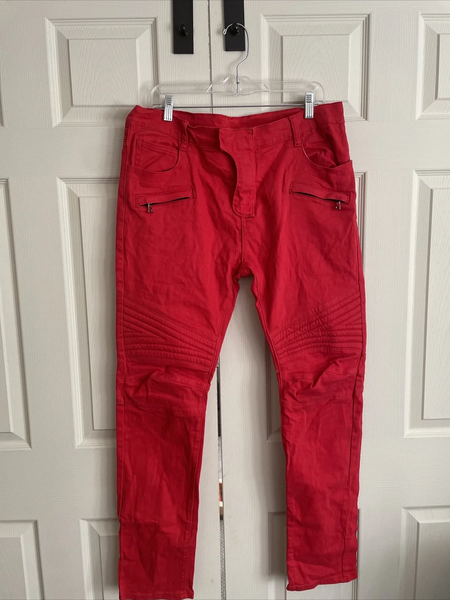 Red balmain store jeans