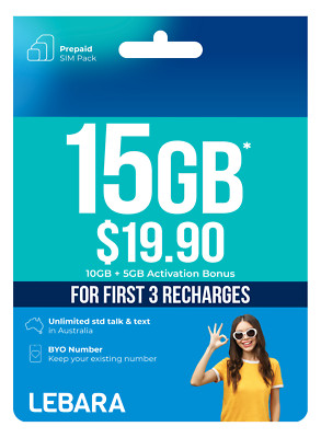 Lebara $19.90 Starter Pack PrePaid SIM Card