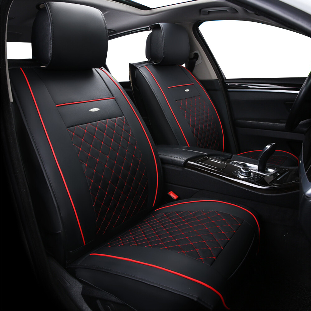 PU Leather Quilted Car Seat Cover Full Set 5Seats Universal for Auto Sedan SUV eBay