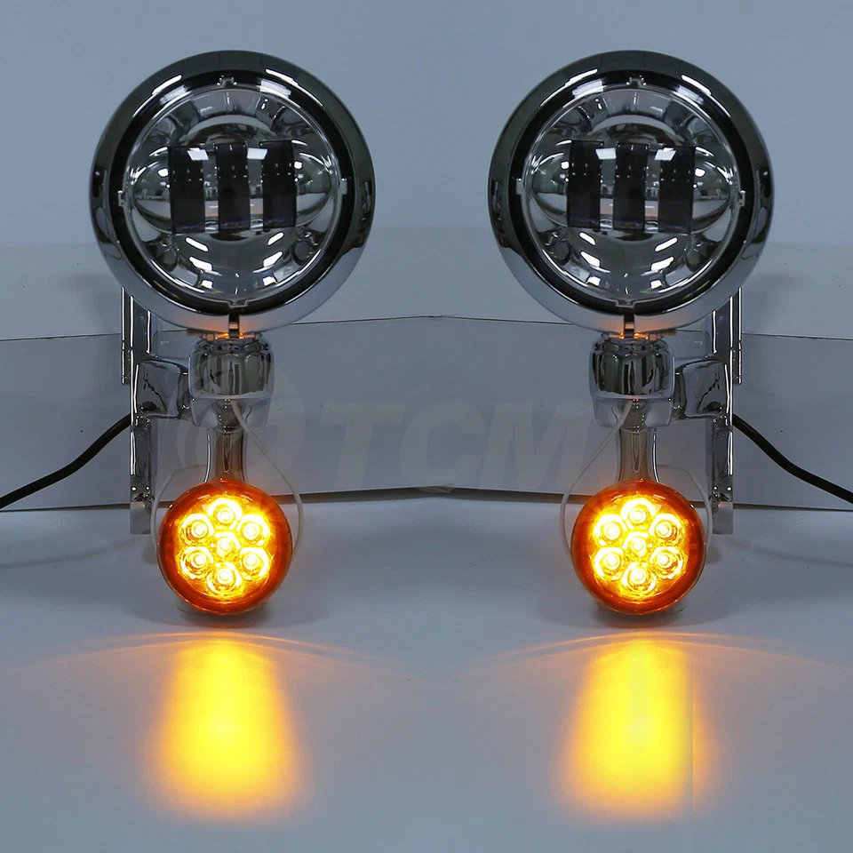 Soporte de luz antiniebla de punto LED de señal de giro para Harley Electra Street Glide FLHX FLHR Foto 3 de 4