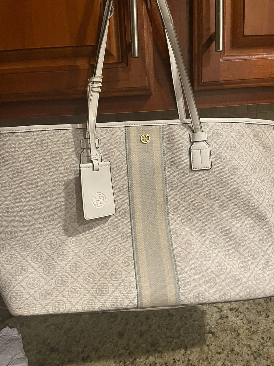 Tory Burch T Monogram Coated Gemini link top zip tote