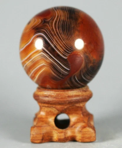 Beautiful Natural Madagascar Banded agate Ball Crystal Sphere Healing+stand 1pc - Picture 2 of 8