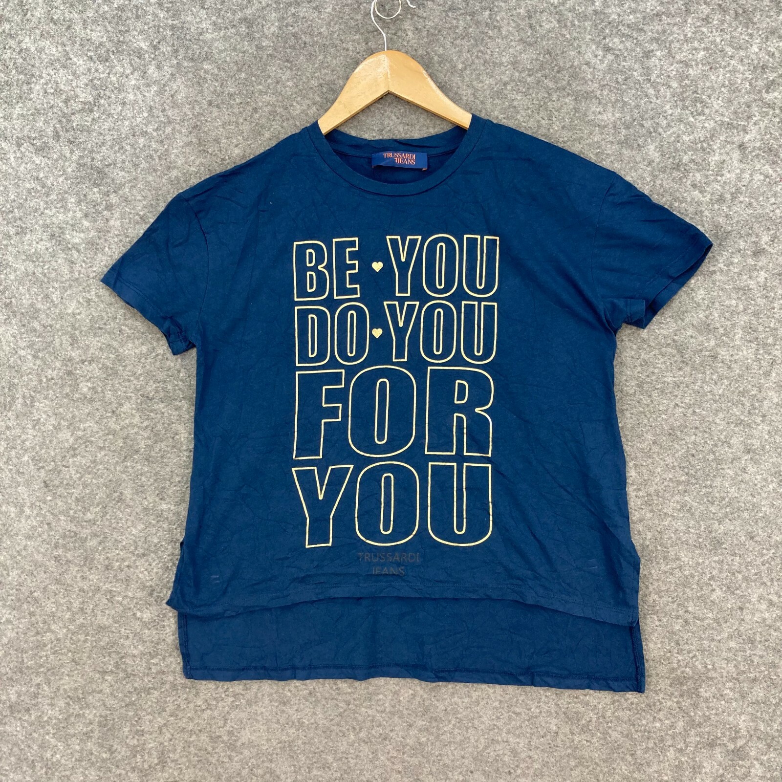 Trussardi Womens Blue Cropped Short Sleeve T-Shirt Size S