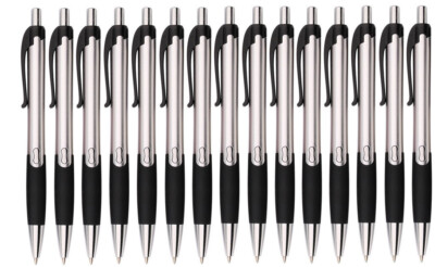 Akyandoo 15 Premium Kugelschreiber Kuli Druckkugelschreiber Stift Silber