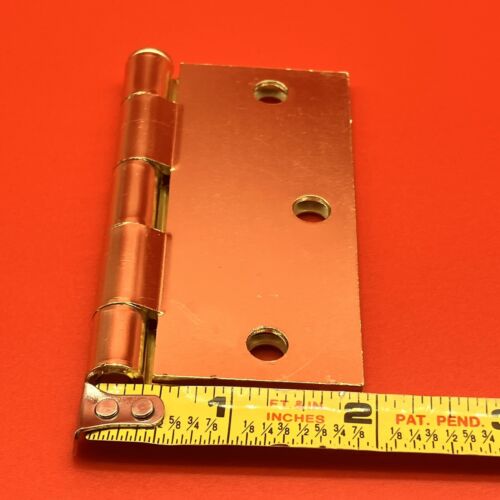 Lot Of 3 Polished Brass Hinges 3.5 x 3.5 x 1/4 Square Edges NO SCREWS - Picture 4 of 6