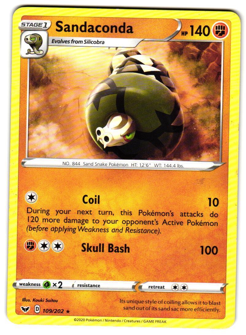 Pokemon SWSH01: Sword & Shield Base Set Sandaconda (109) #109/202 LP Rare