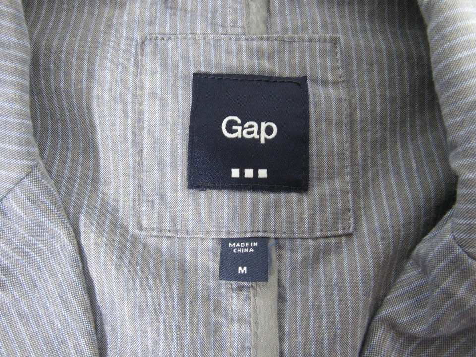 Chaqueta Blazer Gap Mujer Larga Azul Rayas Con Bolsillos Talla M Foto 3 de 3