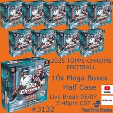 CAROLINA PANTHERS 2025 TOPPS CHROME FOOTBALL 10x Mega Box - HALF CASE BREAK 3132