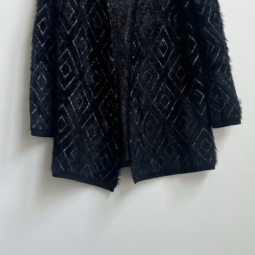 Maglione MARGARET OLEARY S nero cardigan maglia grossa ciglia diamantate linea lunga - Foto 3 di 10