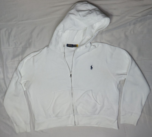 POLO RALPH LAUREN WOMENS 2XL WHITE HOODIE JACKET FULL ZIP FLEECE PONY RIDER